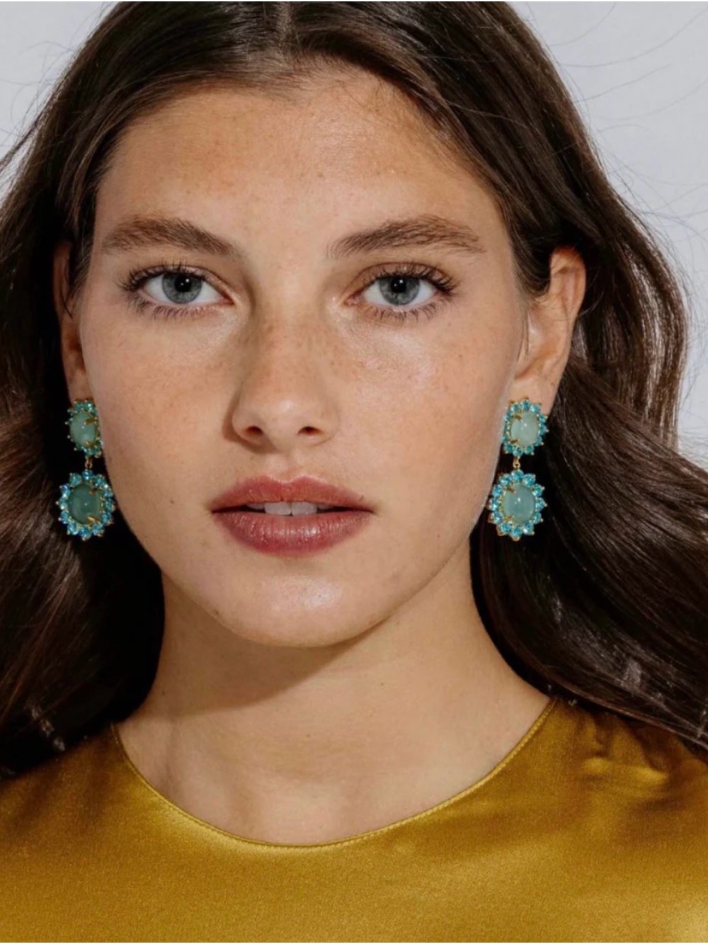 Loren Hope Aqua and Turquoise Double Drop Earrings - Picture 7 of 7